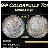 1889-p Morgan Dollar Colorfully Toned $1 ms65+ SEG