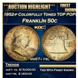 1952-p Franklin Half Dollar Colorfully Toned TOP P