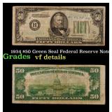 1934 $50 Green Seal Federal Reserve Note Grades vf