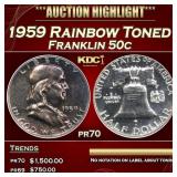 1959 Proof Franklin Half Dollar Rainbow Toned 50c