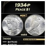 1934-p Peace Dollar $1 ms64 SEGS