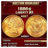 1886-s Gold Liberty Half Eagle $5 ms64+ SEGS