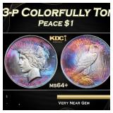 1923-p Peace Dollar Colorfully Toned $1 Grades ms6