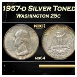CACG 1957-d Washington Quarter Silver Toned 25c ms