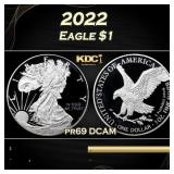 2022 Proof Silver Eagle Dollar $1 Grades pr69 DCAM