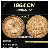 1864 CN Indian Cent 1c au58 details SEGS