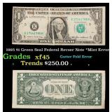 1995 $1 Green Seal Federal Revser Note *Mint Error