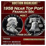 1958 Proof Franklin Half Dollar Near Top Pop! 50c