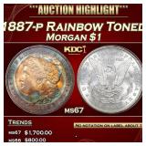 1887-p Morgan Dollar Rainbow Toned $1 ms67 PCI