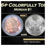 1886-p Morgan Dollar Colorfully Toned $1 Grades ms
