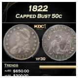 PCGS 1822 Capped Bust Half Dollar 50c vf30 PCGS