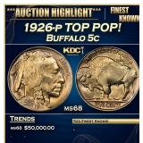 *Highlight* 1926-p Buffalo Nickel TOP POP! 5c ms68