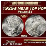 1922-s Peace Dollar Near Top Pop 1 ms66 SEGS