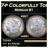 1887-p Morgan Dollar Colorfully Toned $1 ms66+ SEG