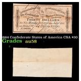 1864 Confederate States of America CSA $30 Note Gr