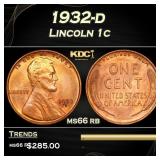 1932-d Lincoln Cent 1c Grades ms66 rb
