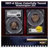 CACG 1957-d Washington Quarter Silver Colorfully T