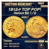 1912-p Gold Indian Quarter Eagle TOP POP! 2.5 ms66