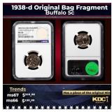 NGC 1938-d Buffalo Nickel Original Bag Fragment 5c