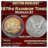1879-s Morgan Dollar Rainbow Toned $1 ms65 DMPL PC