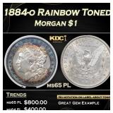 1884-o Morgan Dollar Rainbow Toned $1 ms65 PL PCI
