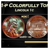 1971-p Lincoln Cent Colorfully Toned 1c Grades ms6