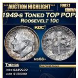 1949-s Roosevelt Dime Toned TOP POP! 10c ms68+ SEG