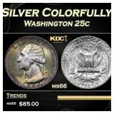 1964-d Washington Quarter Silver Colorfully Toned