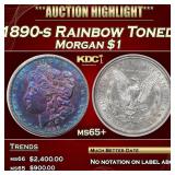 1890-s Morgan Dollar Rainbow Toned $1 ms65+ PCI