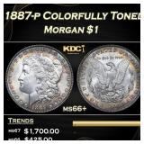 1887-p Morgan Dollar Colorfully Toned $1 ms66+ SEG