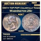 1957-p Washington Quarter TOP POP! Colorfully Tone