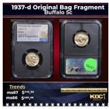NGC 1937-d Buffalo Nickel Original Bag Fragment 5c