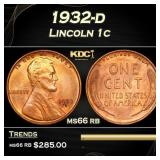 1932-d Lincoln Cent 1c Grades ms66 rb