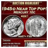 1945-d Mercury Dime Near Top Pop! 10c ms67+ FSB SE