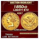 1850-o Gold Liberty Eagle $10 au58 details SEGS