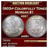 1903-p Morgan Dollar Colorfully Toned $1 ms66+ SEG