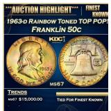 1963-d Franklin Half Dollar Rainbow Toned TOP POP!