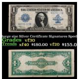 1923 $1 large size Silver Certificate Grades vf++