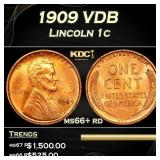 1909 VDB Lincoln Cent 1c ms66+ rd SEGS