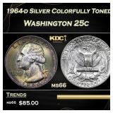 1964-d Washington Quarter Silver Colorfully Toned