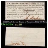 1863 Confederate States of America CSA $60 Note Gr