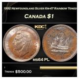 1992 Newfoundland Silver Km-47 Canada $1 Rainbow T