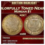 1885-p Morgan Dollar Colorfully Toned Near Top Pop
