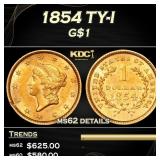1854 Gold Dollar TY-I $1 ms62 details SEGS