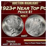 1923-p Peace Dollar Near Top Pop 1 ms67 SEGS