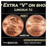 2023-p Lincoln Cent Extra "V" on shoulder 1c ms65
