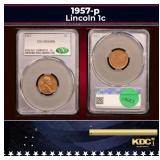 CACG 1957-p Lincoln Cent 1c ms64 bn CACG