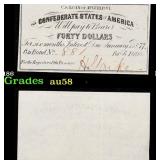 1861 Confederate States of America CSA $40 Note Gr