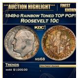 1949-d Roosevelt Dime Rainbow Toned TOP POP! 10c m