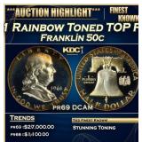 1961 Proof Franklin Half Dollar Rainbow Toned TOP